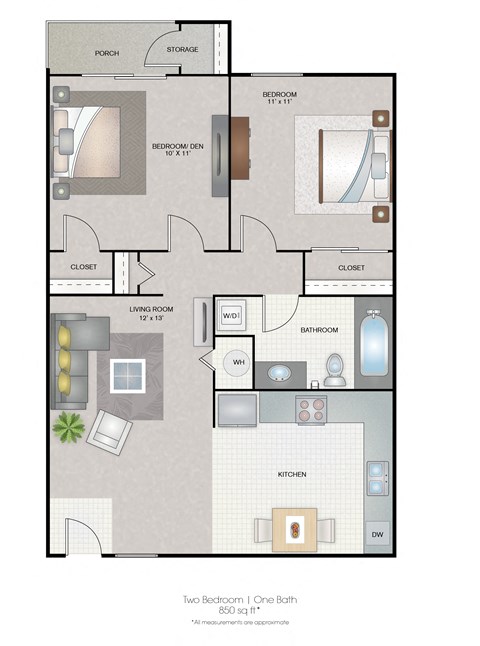 Park Avenue Apartments Tampa Florida Two Bedroom Floorplan 850sf